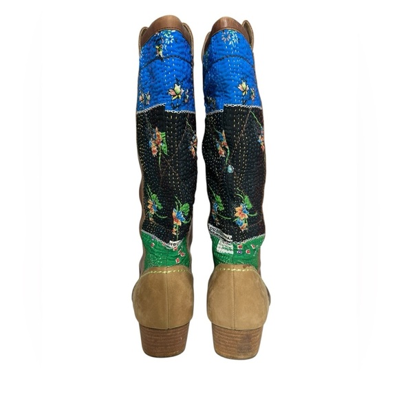 Terra Plana Leather Fabric Calf Boots Boho - Picture 4 of 10